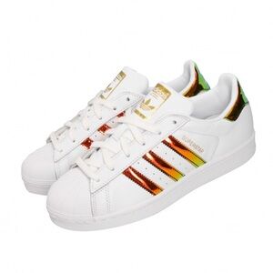 adidas Kids White Sneakers with Multicolor Stripes